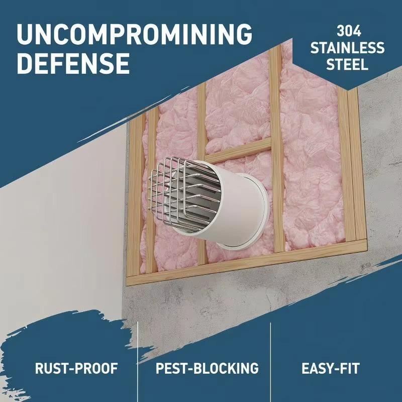 PVC Vent Pipe Cap Stainless Steel Anti-Rodent Bird Guard Grid Fast Exhaust Vent Cover for Indoor Garage Vent Duct