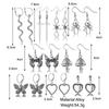 9 Pairs Fashionable Earrings Clip On Earrings Knotted Butterfly Heart Snake Mushroom Retro Copper Spider Skull Sword Earrings