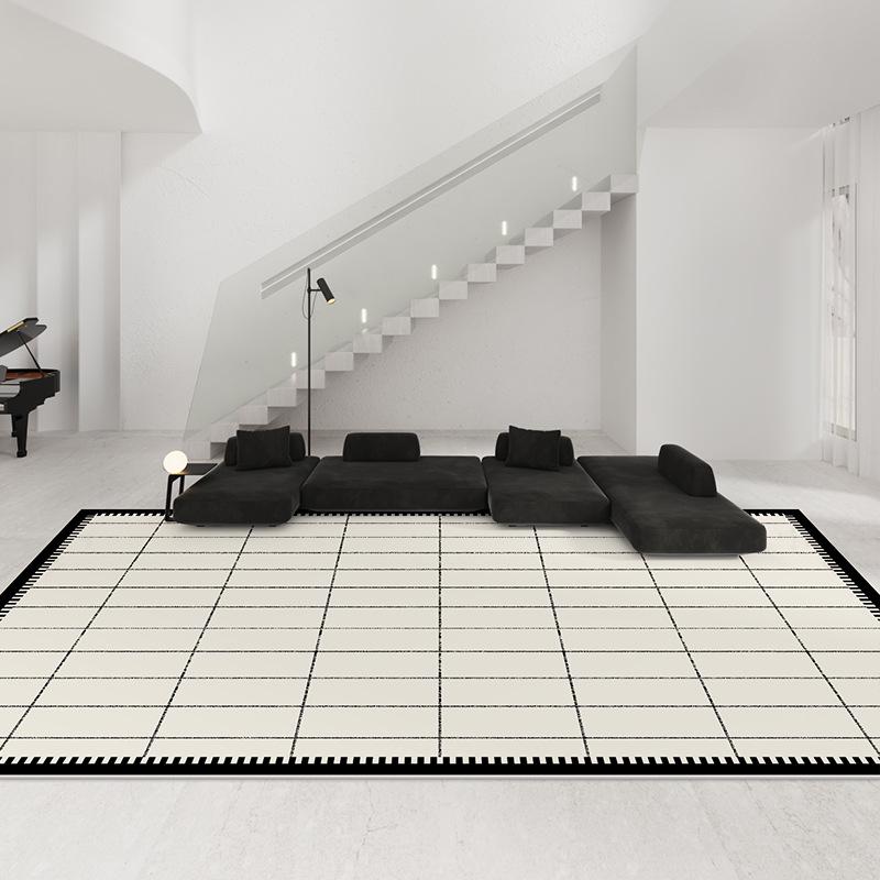 Neuer 2024 Schwarz-Weiß Wasserdichter Schlingen-Velourteppich - Stilvolles, von Düften inspiriertes Design für Wohnzimmer oder Schlafzimmer