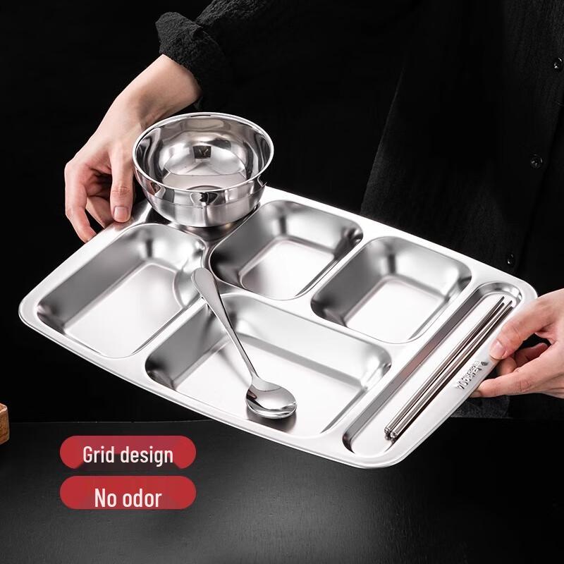 Plateau-repas compartimenté Morona en acier inoxydable 304