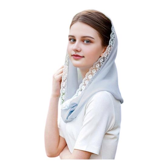 Pañuelo para la cabeza con capucha Tejido de gasa ligero y transpirable Sombrero turbante con protección solar Bordado de encaje Envoltura para la cabeza ligera para el día a día