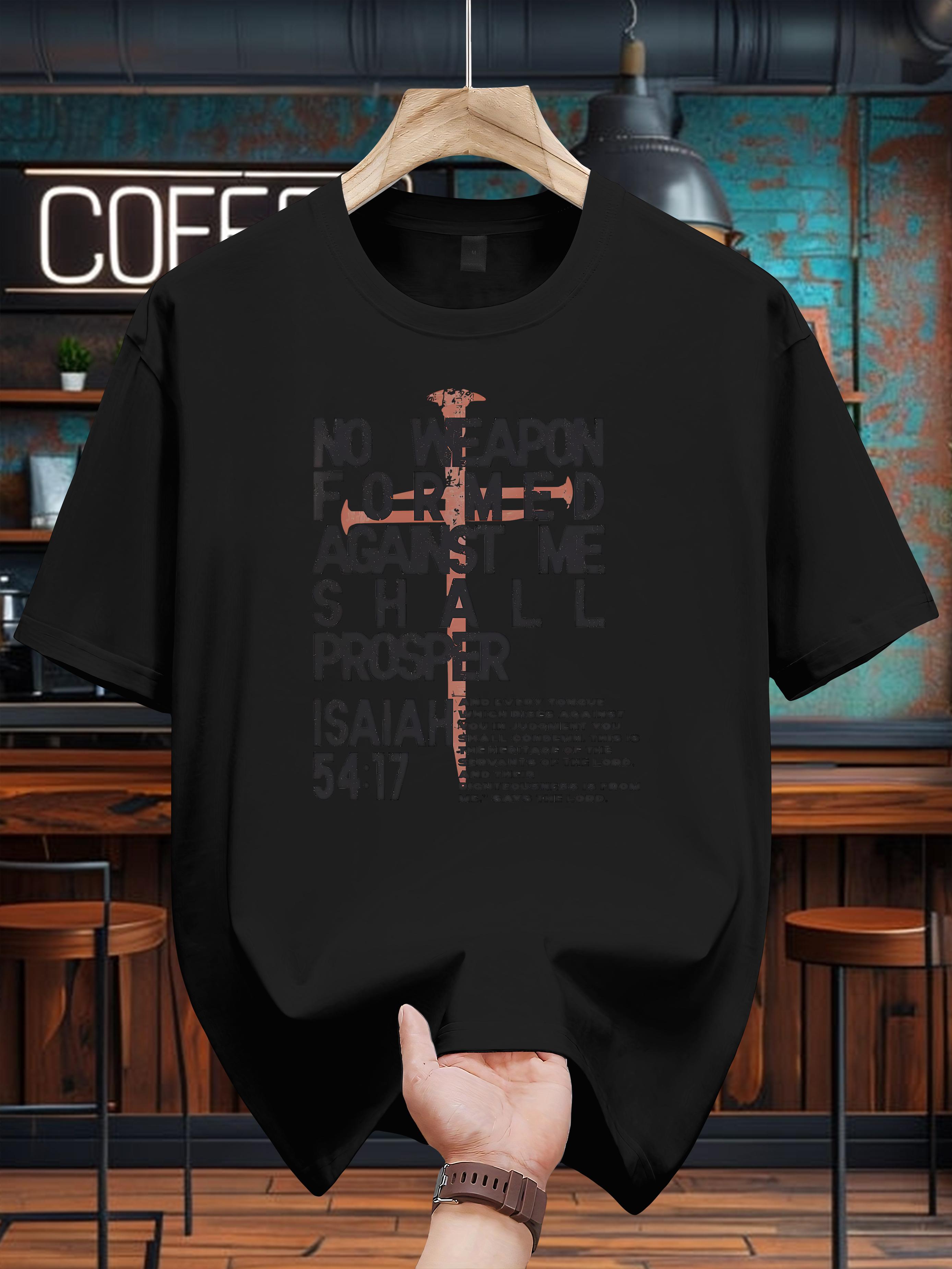 Black Cotton Graphic T-shirt -  No Weapon Formed Against Me Shall Prosper  Print S