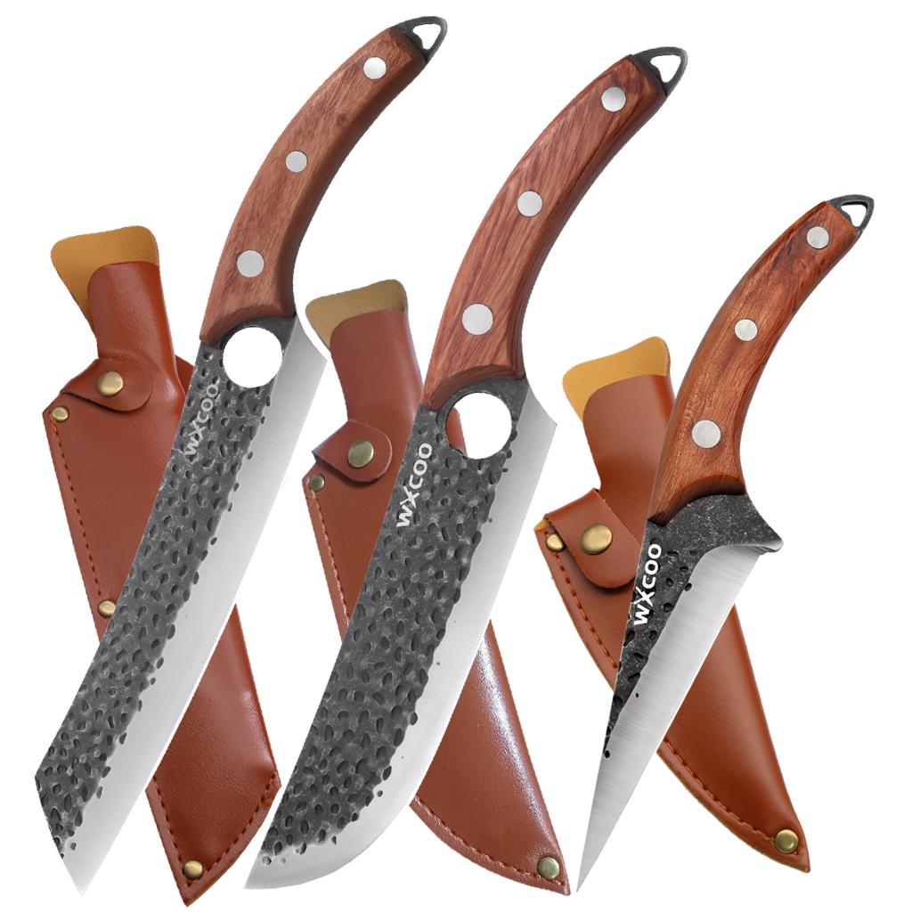 3PCS Stainless Steel Kitchen Japanese Chef Knife Set Vegetable Chopper Fish Knife Utility Knife Boning Knife Multipurpose Knife