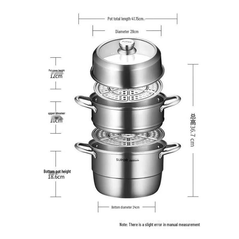 SUPOR European Style 3-Layer Stainless Steel Steamer Pot