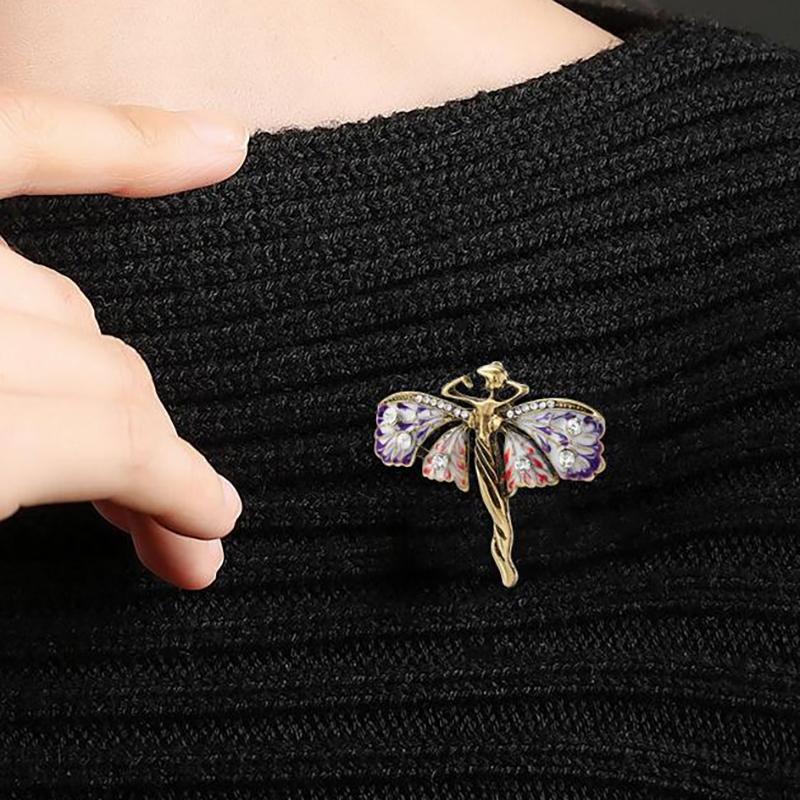 Exquisite Angel Brooches For Women Girls  Butterfly Wings Girl Pins Versatile Shiny Corsage Clothing Accessories Gifts