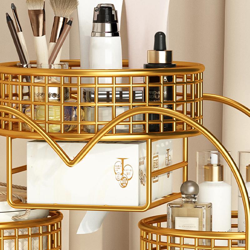 1Pc Varnished Metal Cosmetic Organizer Lightweight No-Installation Makeup Storage Rack Modern Vanity Countertop Shelf