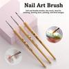 3Pcs Set 3D Tips Nail Art Liner Brushes Wooden Handle Nail Drawing Pens  for DIY Nail Art