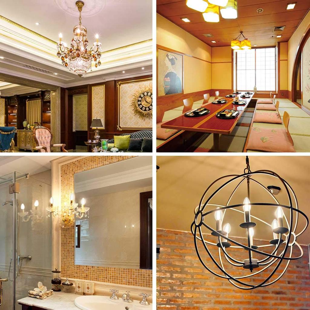 [E12] Lepro LED Chandelier Bulb, E12 Base, 6-Pack, 40W Equivalent, 12mm Base Diameter, C35, Warm White 2700K, 280° Filament Beam, Retro Style, High