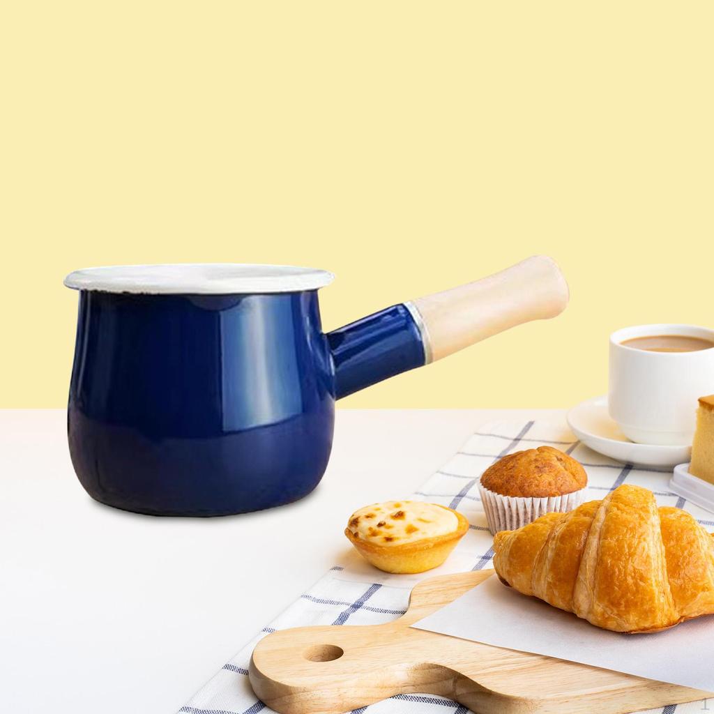 Casserole à lait en émail Chauffe-beurre Marmite à fondre Bouillon 500 ml Ébullition Antiadhésive Petite soupe