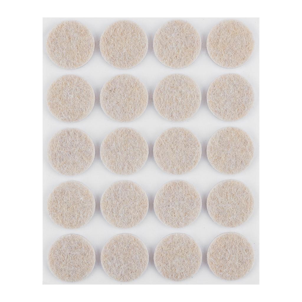 Podkładki filcowe okrągłe samoprzylepne, jasnobrązowe 20 mm, 20 szt.