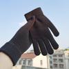 Solid Colored Wool Gloves for Cold Resistance, Cycling, Brushed Warmth, Thickened Fleece, Windproof In Winter
