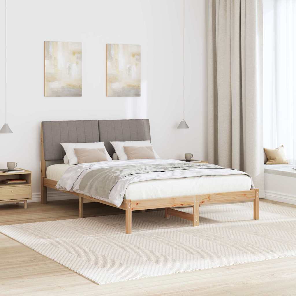 Bed Frame with Headboard Brown 135 X 190 Cm Solid Pine Wood