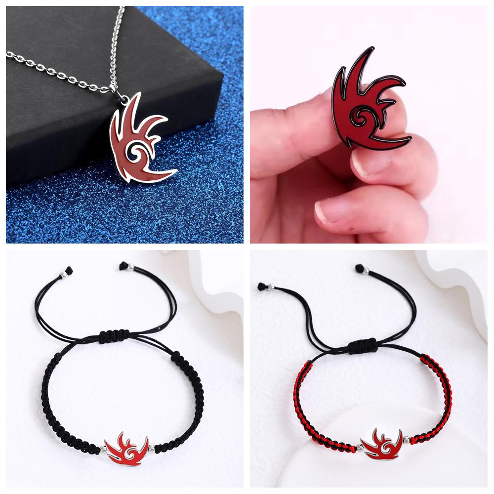 Anime Game Shadow Necklace Bracelets Pin Set for Men Women Stainless Steel Jewelry Charm Pendants Chain Accessories