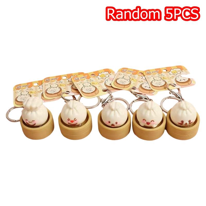 Creative Mini Dumplings Keychain Stress Relief Squishy Squeezing Keychain Uncompressed Buttons Keyboard Fidget Keyrings Gifts