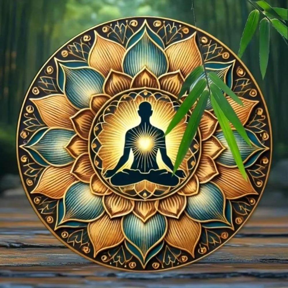 Metal Tin Art Lotus Meditation Wall Decor for Yoga Studio Home Office