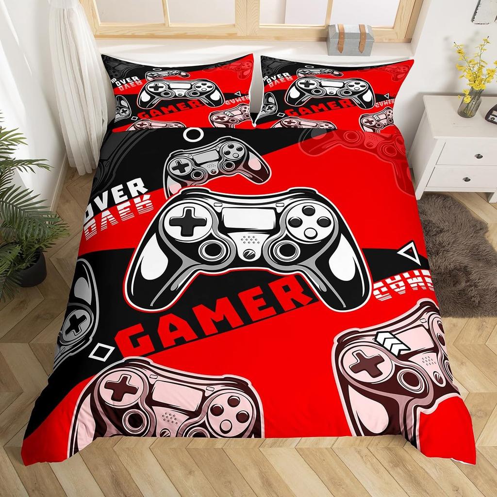 Kinder Jungen Gamer Bettwäsche Set King Queen Rosa Lila Gamer Bettbezug Modernes Gaming Polyester Bettdeckenbezug Spiel Steppdeckenbezug