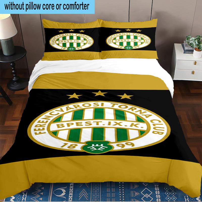 Ferencvaros TC Football Club 3PCS Bedding Set 2D Printing (Includes 1 Duvet Cover + 2 Pillowcases Coreless), Bedroom decor,Fan Gift