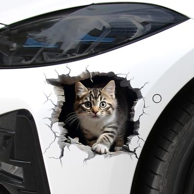 3D Cat Car Stickers Auto Body Bumper Cover Scratches Motorcycle Front Cowl Fuel Tank Decor Removable Animal Vehicle Accessories