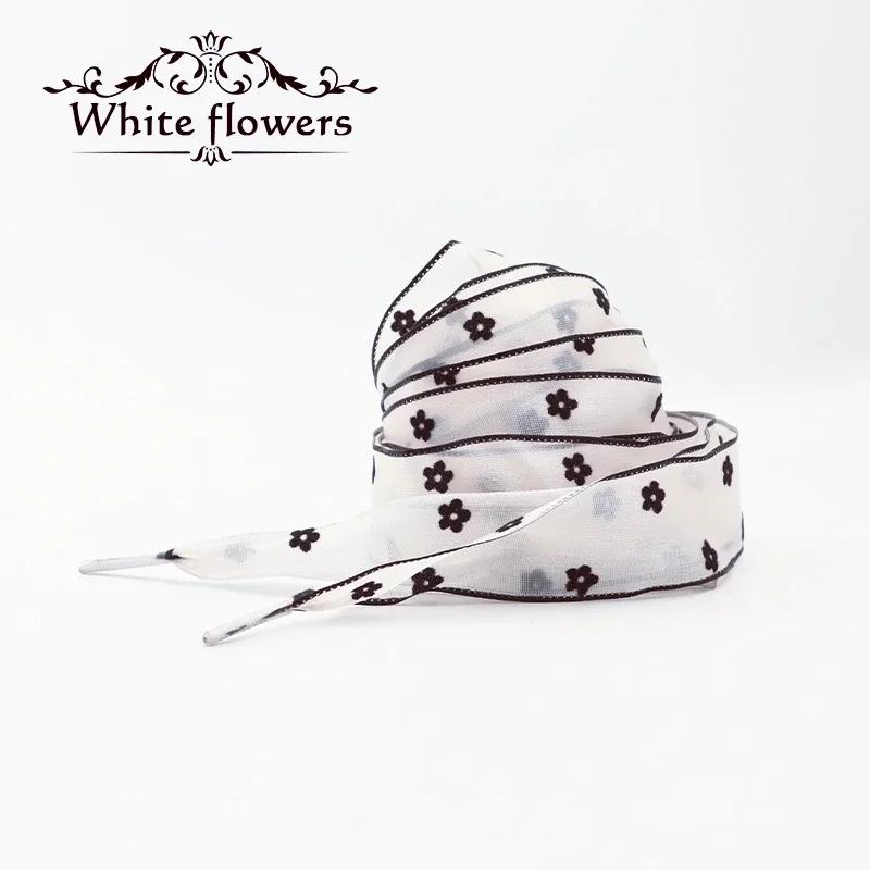 Love Flower Shoe Laces Polka Dot Ribbon Women Shoelaces for Sneakers Flat Sike Long Laces 80/100/120/140CM Shoe Accessories
