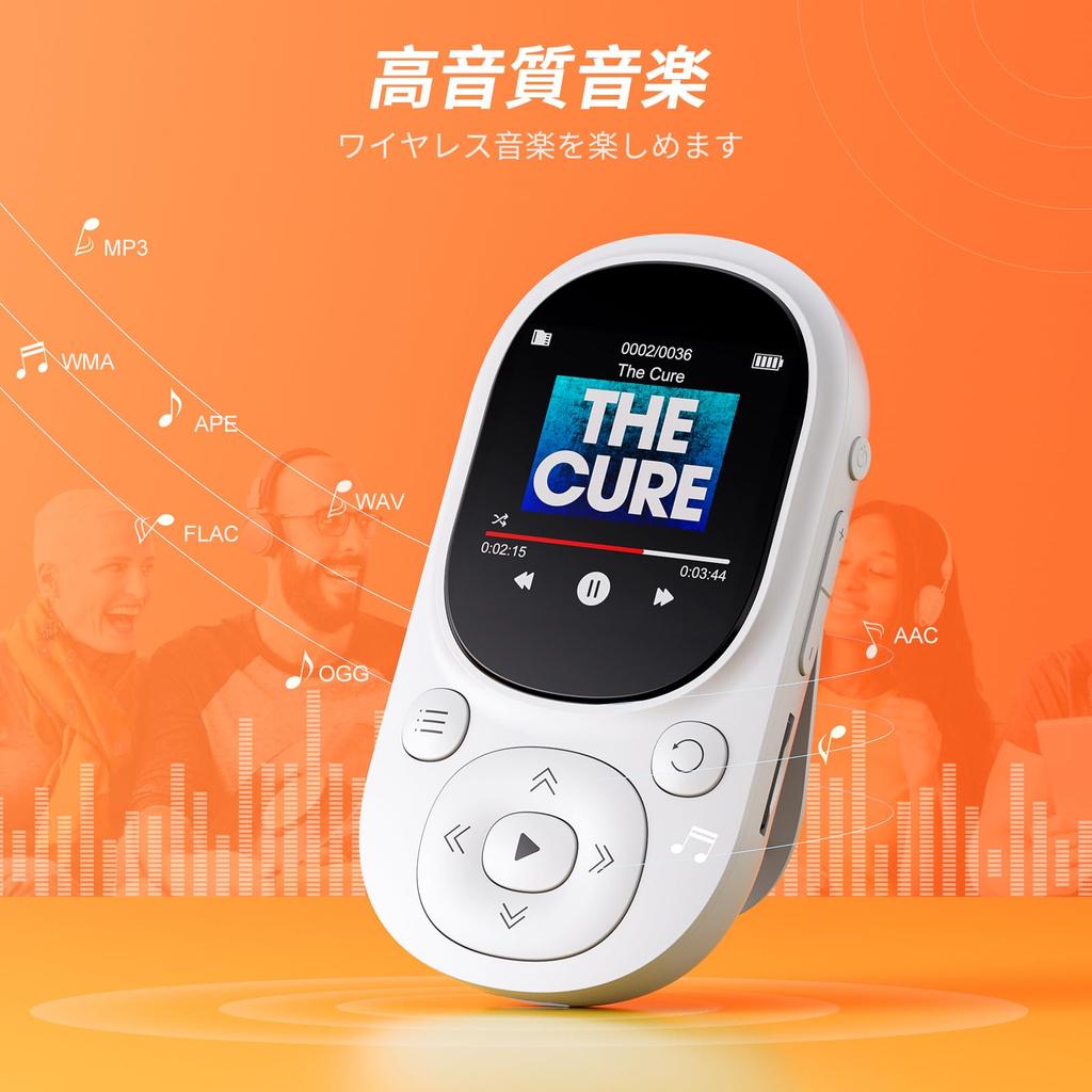 MECHEN MP3 Player Clip Type 64GB Music Player for Sports Bluetooth Music Player FM Suitable for Gym White Built-in 5.3