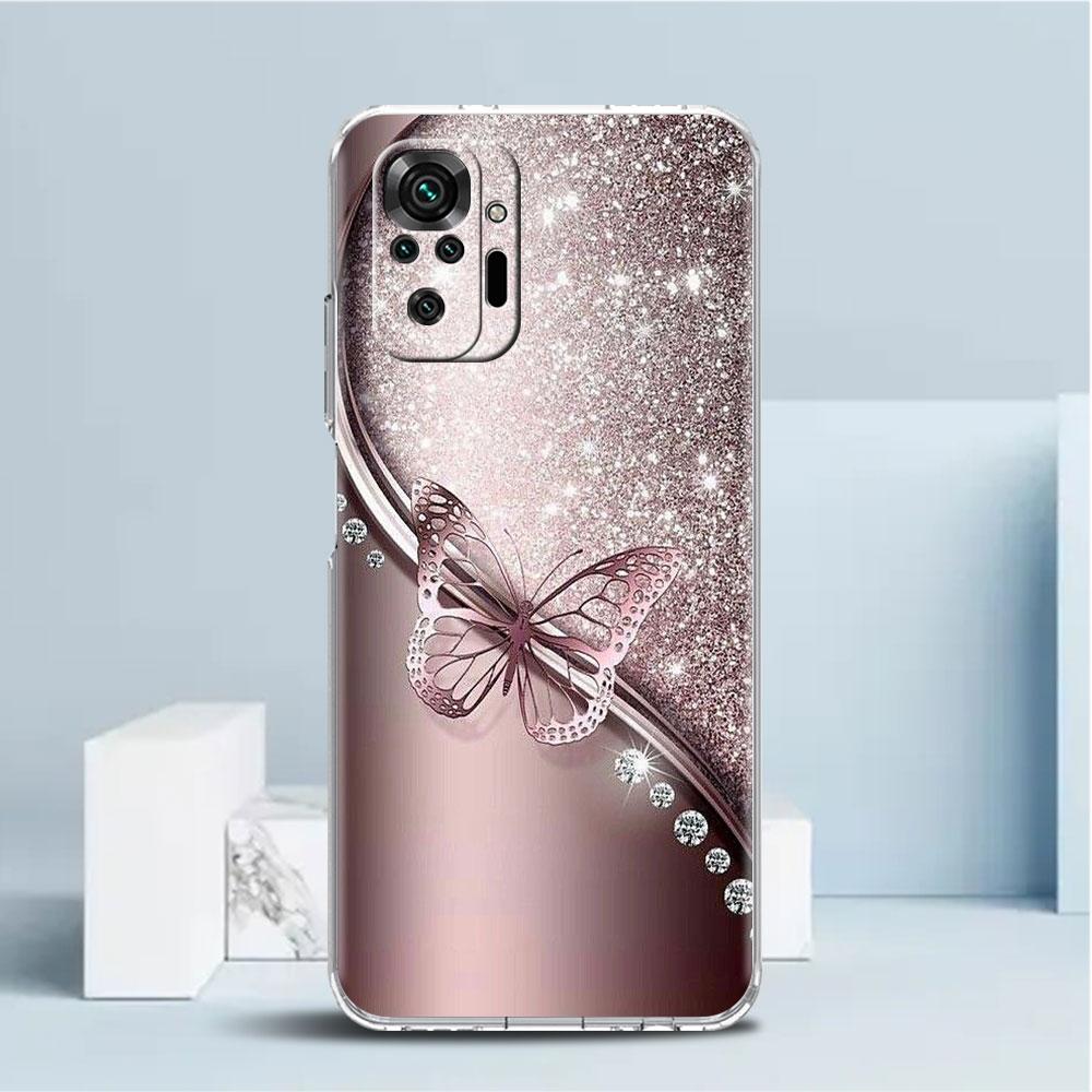 

Красивий рожевий чохол з метеликом для Xiaomi Redmi Note 11 Pro 10 9 9S 8 8T 7 9A 9C 9T 10 10C K40 Прозорий м який чохол для телефону з ТПУ Redmi Note 10