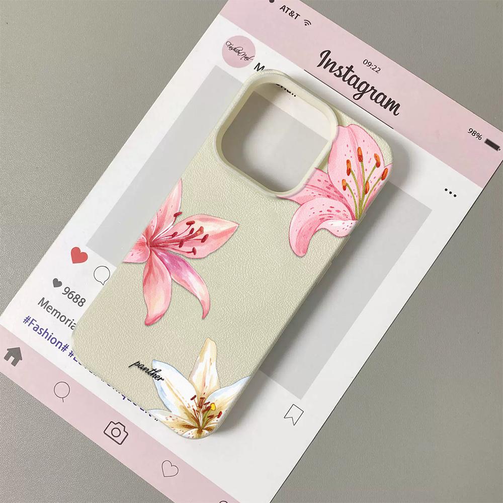 Blue Lily Floral Print Mint Green Phone Case For iPhone 11 Case iPhone 15 17 13 12 14 16 Pro Max Shockproof Cover Funda