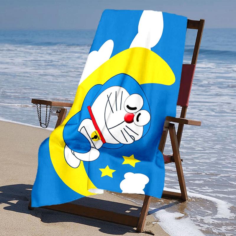 Proof Beach Towel with Doraemon Pattern - Soft,absorbent,quick-drying,machine Washable - Perfect for Swimming,camping,bathing
