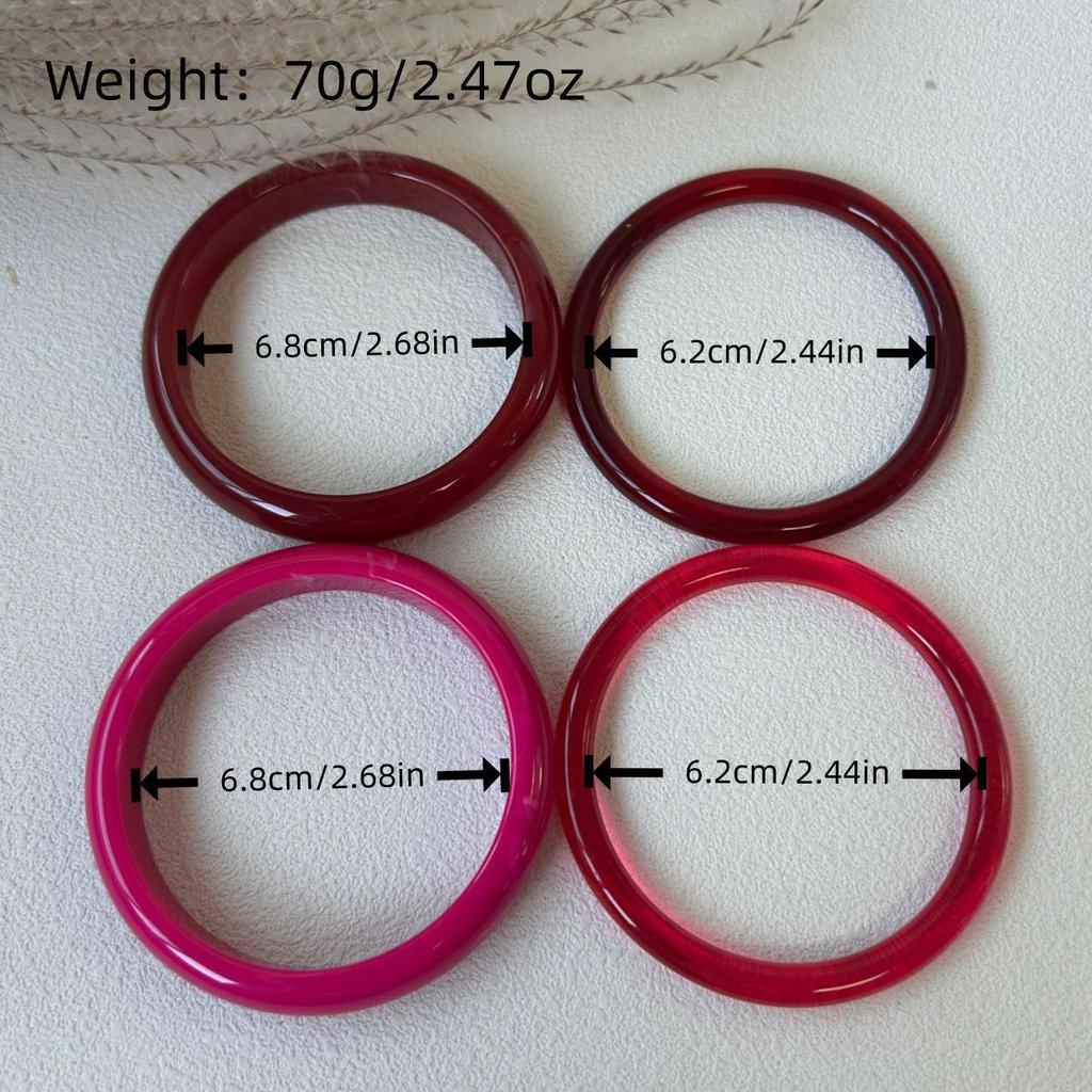 DIEZI Set di Braccialetti Rotondi in Resina Acrilica Rosa Dolce Semplice Principessa Geometrici Etnici Larghi Braccialetti Uomo Donna Gioielli