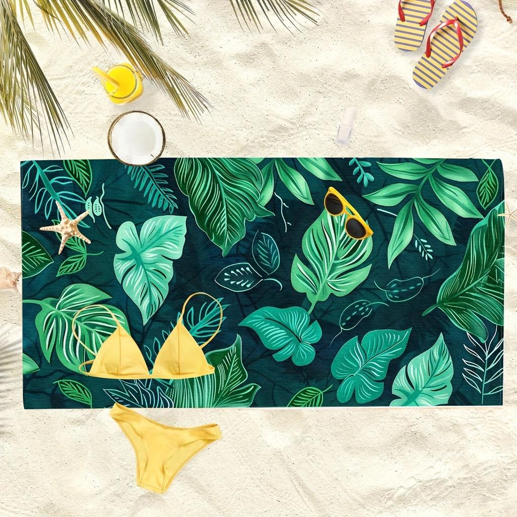 Island Vibes: Tropical Leaf-Print Beach Towel for Ultimate Relaxation! Suitable for towels, bath towels, beach towels