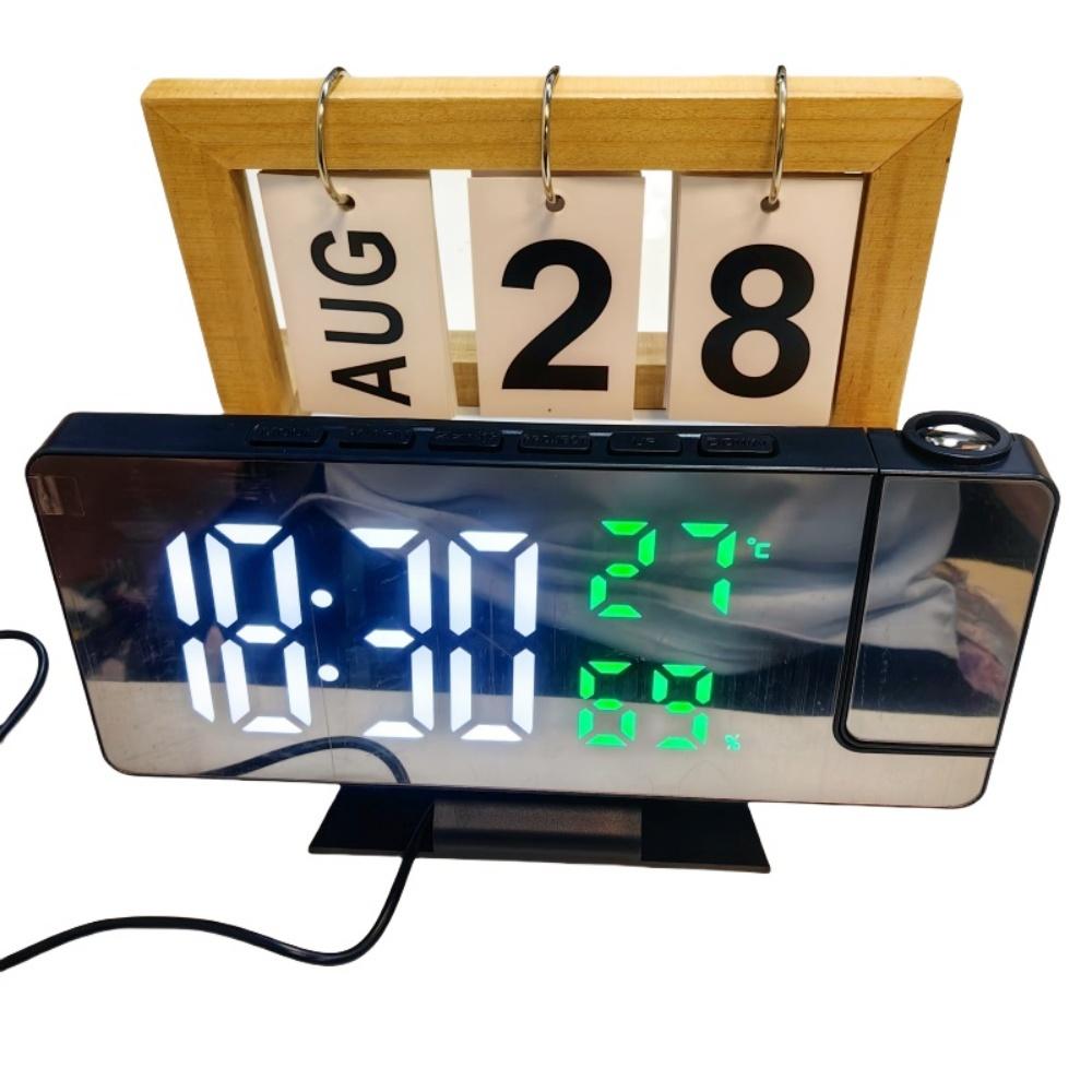 

Проекционный цифровой будильник с функцией измерения температуры и влажности, ночной режим, повтор сигнала 12/24 часа, питание от USB, светодиодные настольные часы для проектора