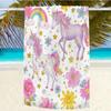 1pc Unicorn Beach Towel with Watercolor Unicorns Pink Flowers Golden Stars and Rainbow Bath Towels Soft Microfiber Fabric Unisex