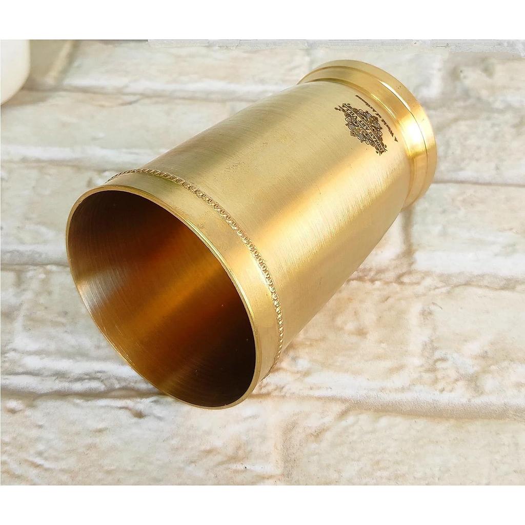 Pure Brass Matt Finish Glass/Tumbler with Brass Bottom, for Drinking Serving Water, Yoga & Ayurveda, Volume-270 ML, Set of 6