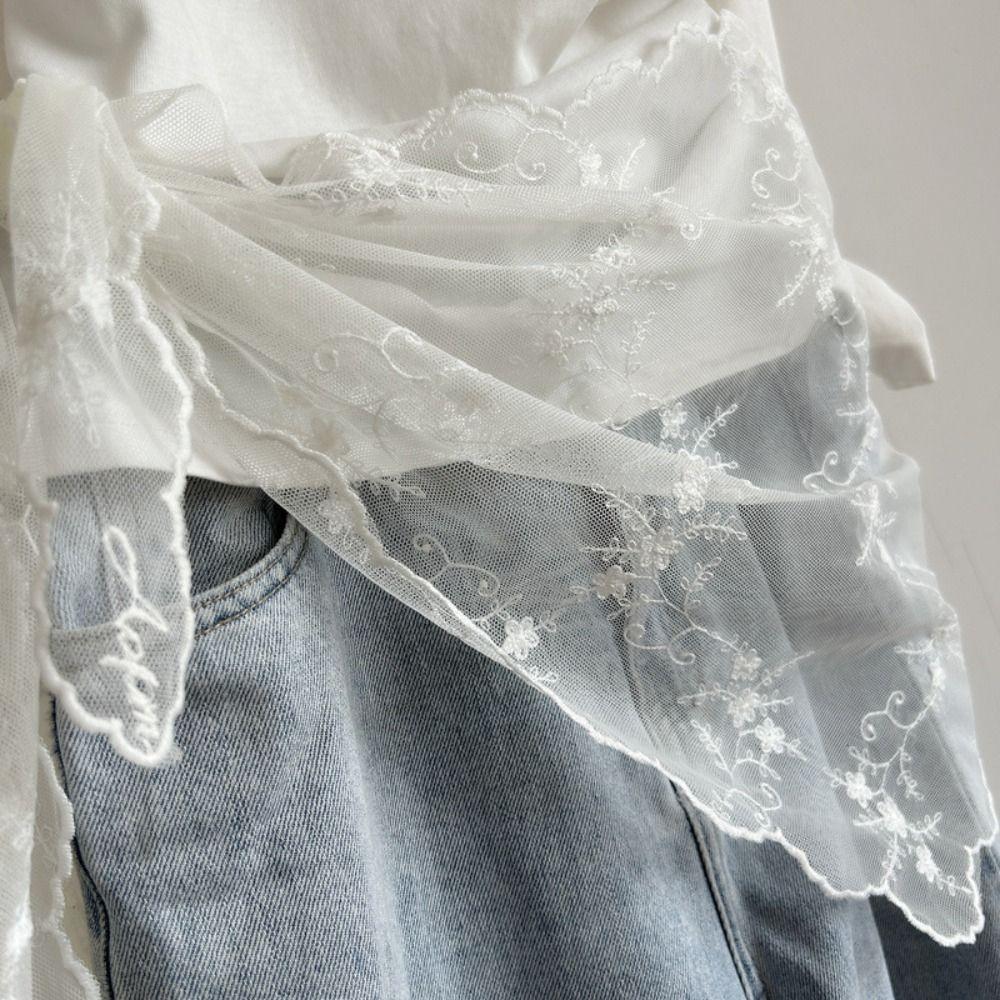 Trend Floral Embroidery Women's Lace Belt Versatile Korean Version Triangle Scarf Hem Skirt Women's Pants Waist Decorative