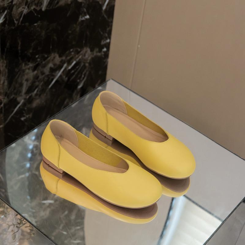 

Soft-soled Mary Jane shoes round head shallow mouth spring and summer new commuting versatile one-word strap single shoes flat-soled women s shoes 40 жовтий