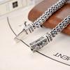 S925 Sterling Silver Hand Woven Bracelet for Men Vintage Lion Bracelet Hip-hop Punk Rock Bracelet Jewelry Gift