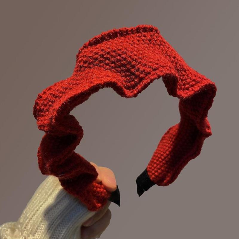 Strukturierte Kunststoff Kopfbedeckung Acryl Gestrickter Haarreif Merkmal Breite Kante Für Herbst Winter Mode Haarstyling