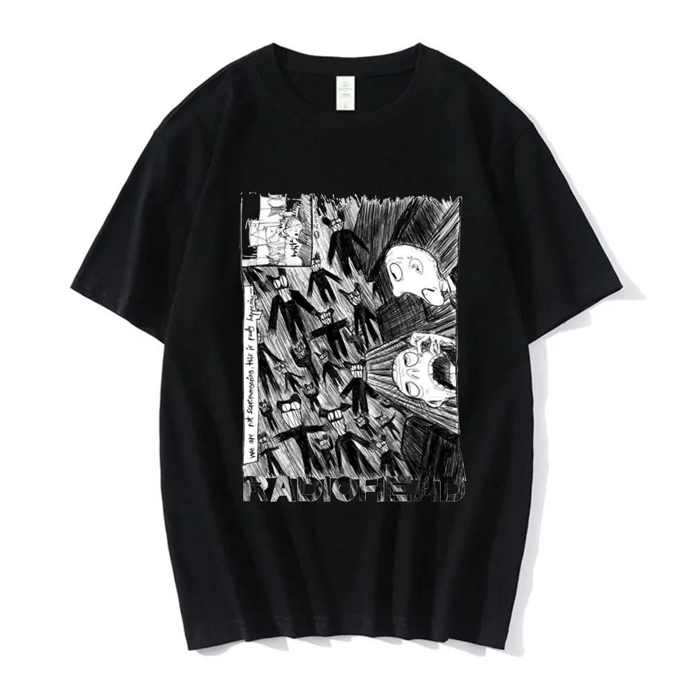 Vintage Rock Band Radiohead T Shirt Men 100% Cotton T-shirts Hip Hop The Bends Music Album Print Tee Shirt Oversize Top