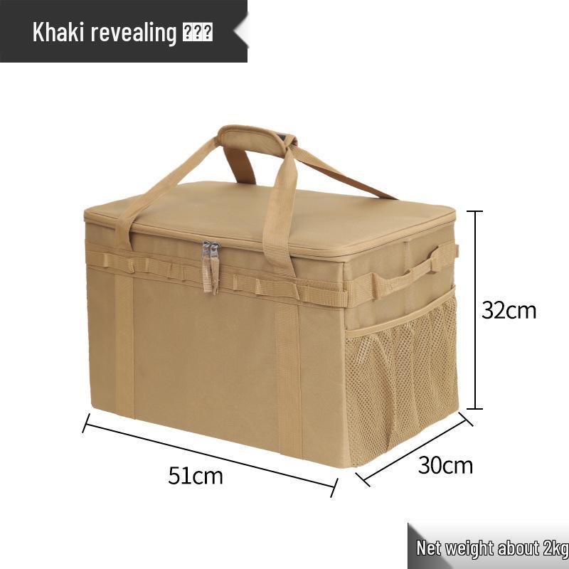 

Foldable Outdoor Camping Storage Bag - Large Capacity, Multi-functional, Anti-collision, Moisture-proof Handheld Tableware Box. хакі