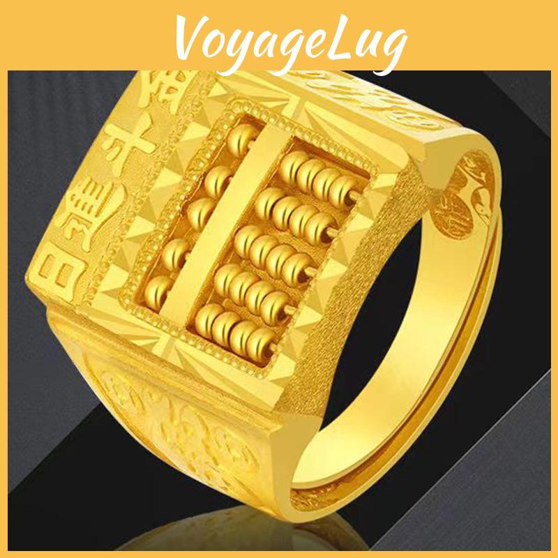 Minimalist Contemporary Brass Gold Plated Abacus Ring For Mens Collection Jewelry