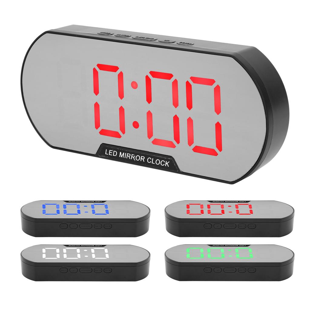 Alarm Clock LED Digital Display Makeup Mirror USB Battery Clock for Children Elderly Bedroom Office 