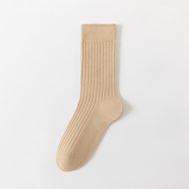 Female Spring and Autumn Pure Color All Build Loose Mouth In The Tube Pile Pile Cotton Socks