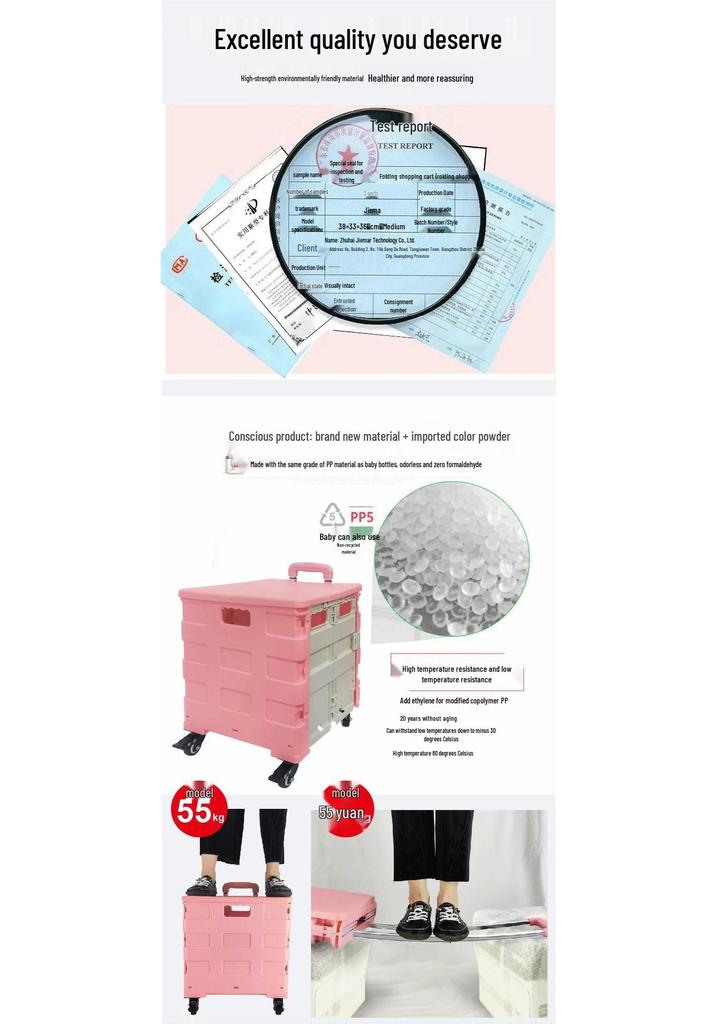 Four-Wheel Folding Portable Shopping Trolley for Vegetables
