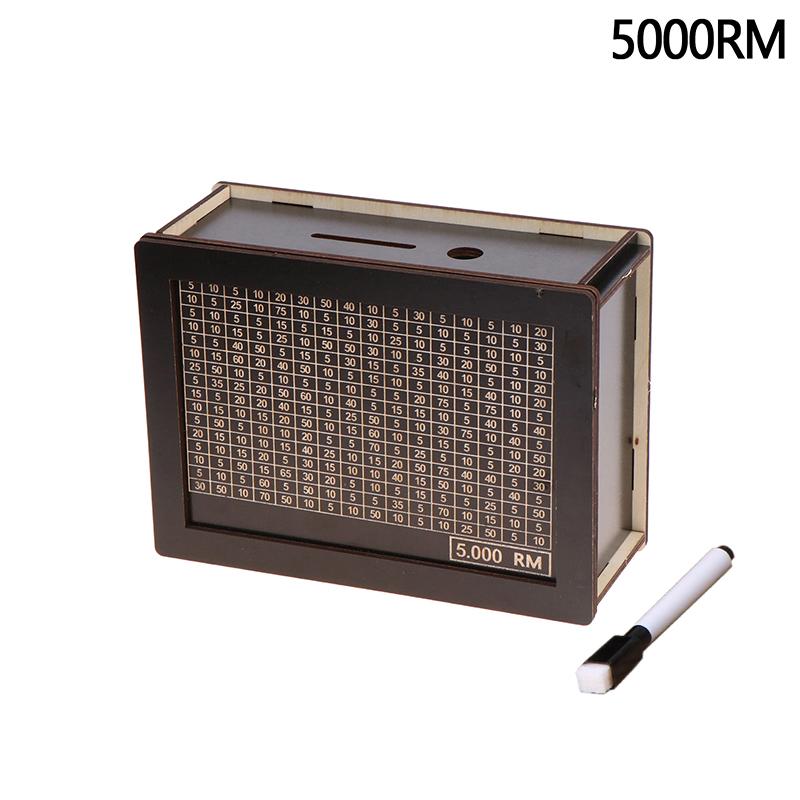 500/1000/2000/3000/5000/10 000 euro sparebøsse Sparegris Wood Money Bank Gjenbrukbar pengebøsse med sparemål og tallbokser