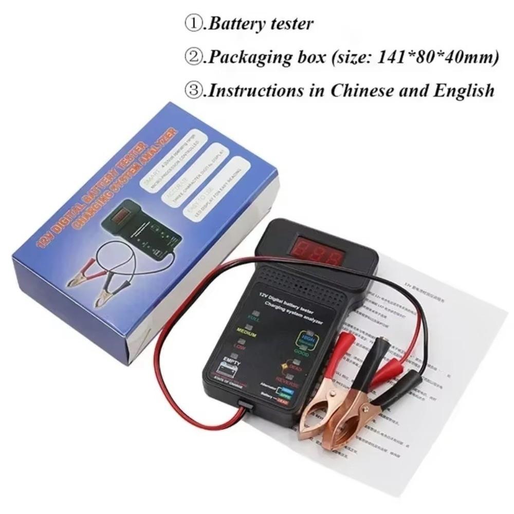 with Alligator Clips 12V Digital Battery Tester Automotive Cranking System Tester  Electrician Tool