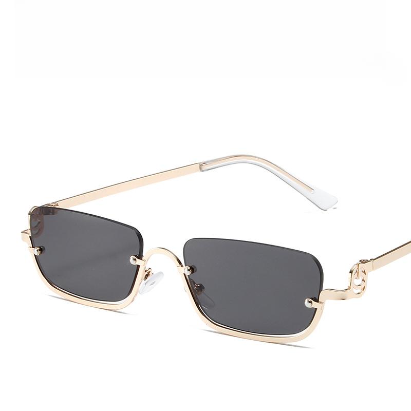 Fashion Small Square Women's Sunglasses Luxury Brand Metal Half Frame Sunglasses Woman Trend Vintage Black Pink Shades