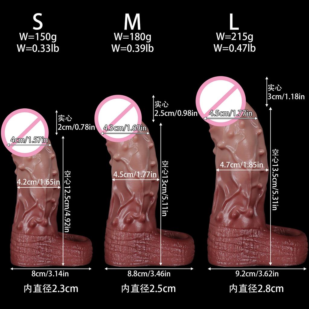 New Silicone Penis Sleeve Hollow Dildo Particle Stimulation Adult Toys Sex Toys Penis Male Thick and Thickened Penis Sheath Waterproof & Easy To Clean