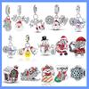 Red Santa Claus White Snowman Snowflakes Gift Boots Original Copper Charms Beads Fit Bracelet Jewelry Women Diy