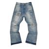 Trendy Wijde Jeans, Gewassen, Slijtageplekken, Patchwork, Unisex Stijl