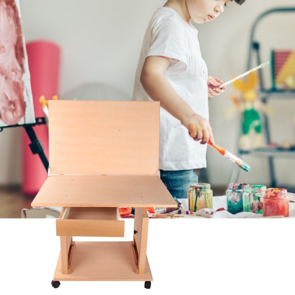 Adjustable Height Wooden Easel Art Sketch Painting Table for Oil Painting Watercolor Gouache