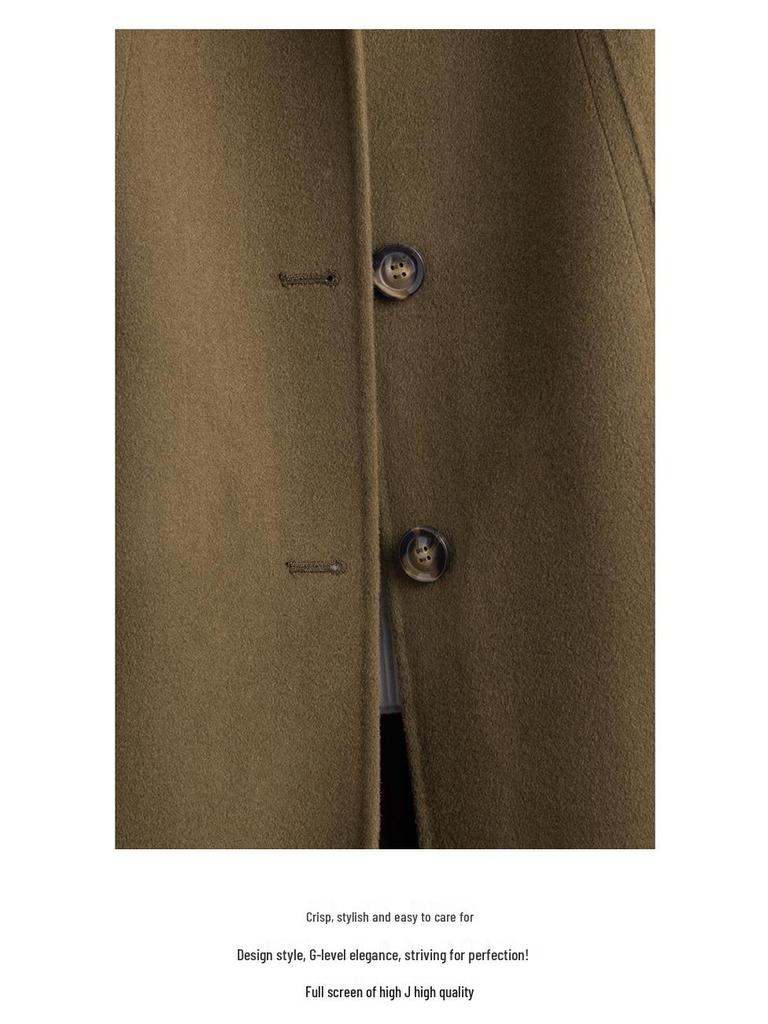 Women's Slim Long Wool Coat with Peter Pan Collar